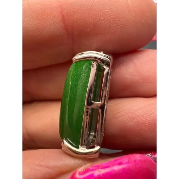 Jade pendant and chain necklace in platinum over sterling silver - Picture 8 of 11